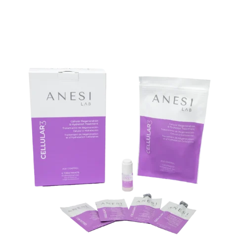 Anesi Lab Cellular 3 Retail Product Cellular Regeneration and Hydration Treatment Kit Box Sachets and Bottle